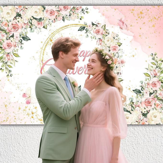 9x6 ft Floral Anniversary Backdrop Banner - Image 3