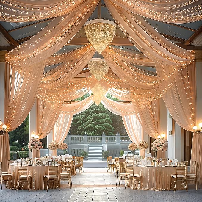 6 Panels Deep Champagne Ceiling Curtains - Image 7