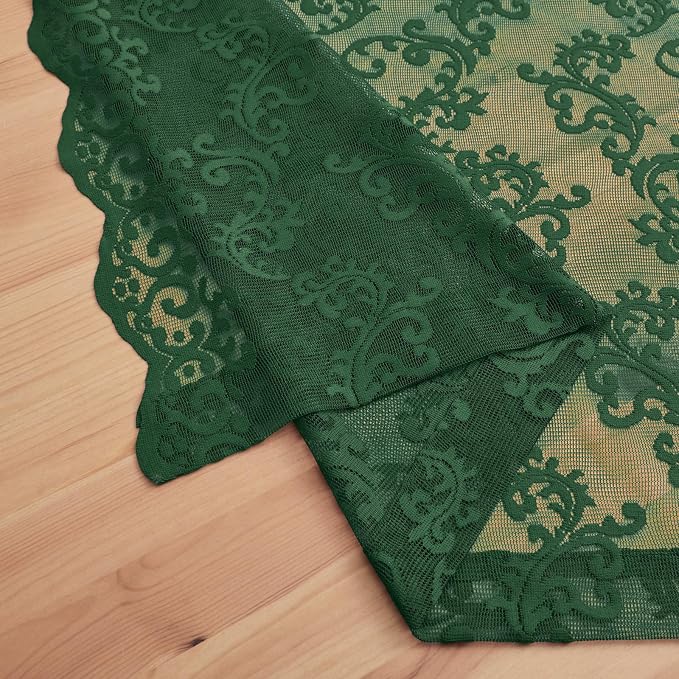 Dark Green Lace Curtains 96 Inches Long 2 Panels - Image 7