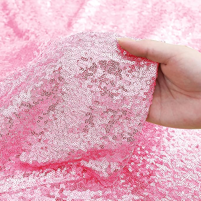 Sugargirl Matte Pink Sequin Backdrop Curtain 2 Panels 2FTx8FT Glitter Pink - Image 9