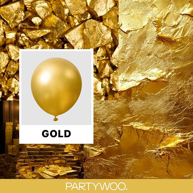 PartyWoo Gold Balloons 100pcs Different Sizes of 36 18 12 10 5 Inch | Balloons - Image 2