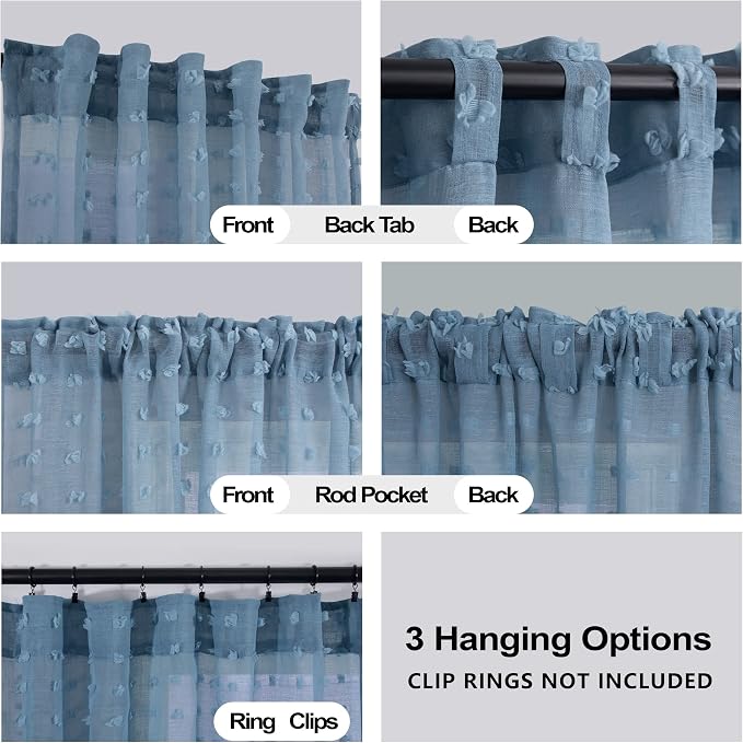 KOUFALL Dusty Blue Sheer Curtains - Image 3