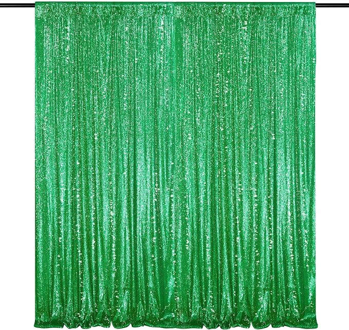 Dark Green 10ftx10ft Sequin Backdrop Curtain Glitter Christmas Background | by QueenDream