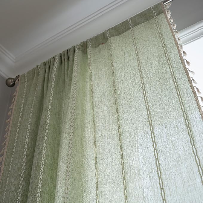 Sutuo Home Boho Curtains for Bedroom 96 Inches Long, Light Filtering Farmhouse - Image 4