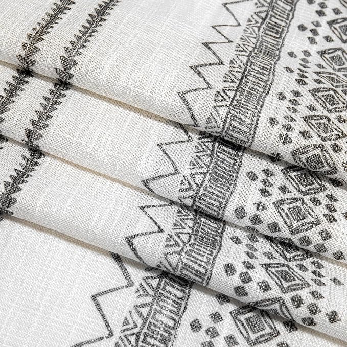 Curtains 63 Inches Long for Living Room Geometric Light Filtering Cotton Back - Image 4