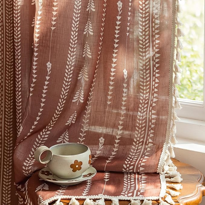 Boho Terracotta Curtains 63 Inch Length - Image 8