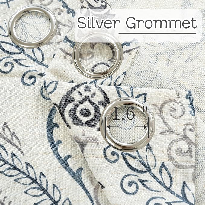 Linen Curtains 95 inch Length for Living Room, Printed Linen Curtains Grommet - Image 3