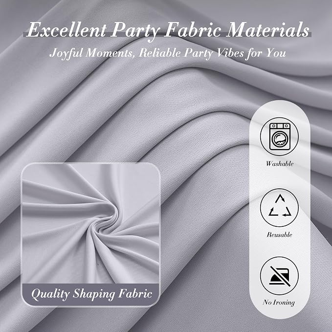 10 ft x 10 ft Wrinkle Free Silver Backdrop Curtain - Image 7