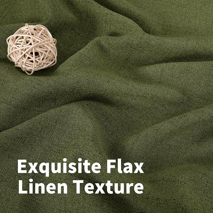YoungsTex Olive Green Linen Curtains - Image 5