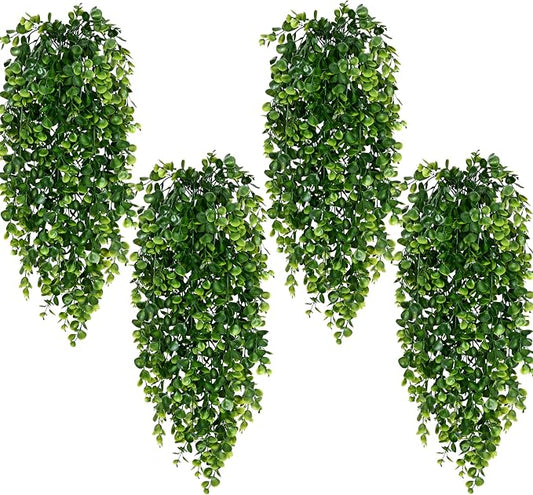 4Pcs Fake Hanging Plants 2.7FT Fake Plants Fake Vines Greenery | UV Resistant by Waipfaru