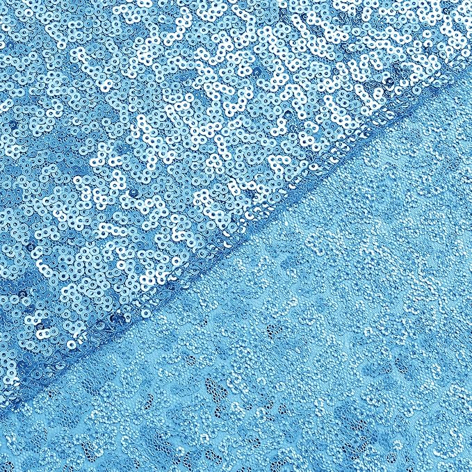 Sugargirl Blue Sequin Backdrop Curtain 8FTx8FT Glitter Blue Background Drapes - Image 4