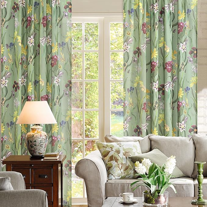 Schweek Floral Curtains 84 Inches Long 2 Panels - Image 8
