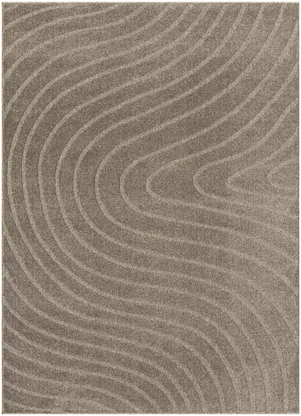 LUXE WEAVERS Modern Geometric Wave Taupe 5x7 Area Rug