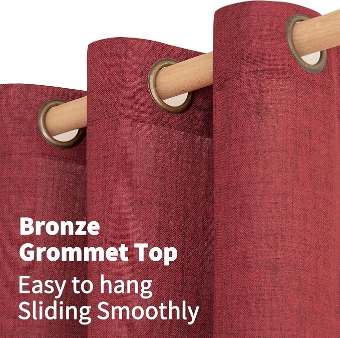 YoungsTex Burgundy Red Linen Curtains 36 Inch Length, Short Light Filtering - Image 4