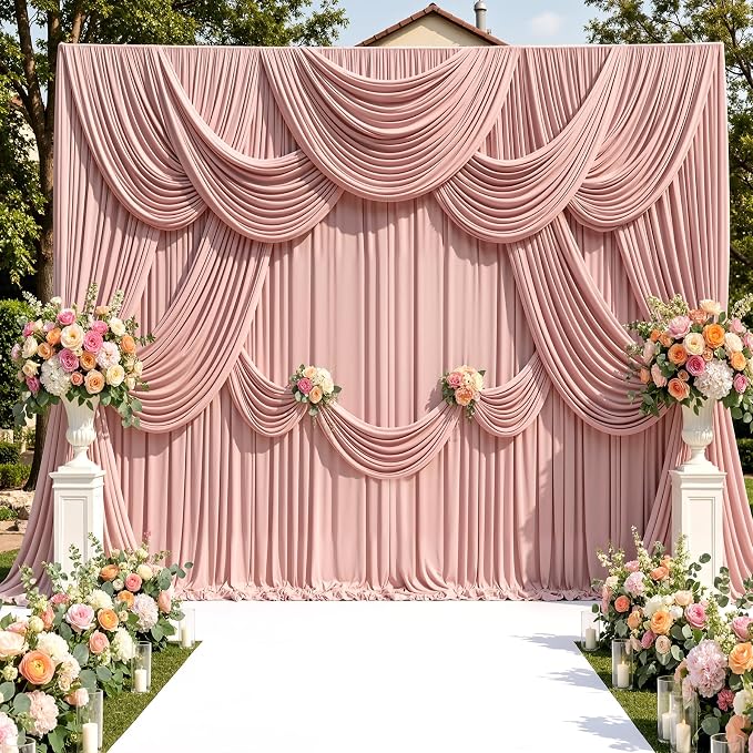 40ftx10ft Wrinkle Free Dusty Pink Backdrop Curtains - Image 7