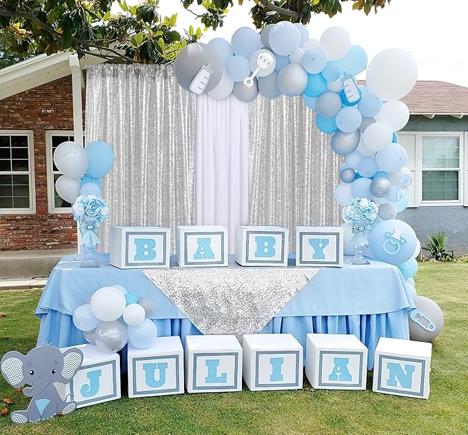 Silver Sequin Backdrop Curtains 2 Pcs 3.3ftx8ft Sparkle Backdrop Fabric | - Image 5