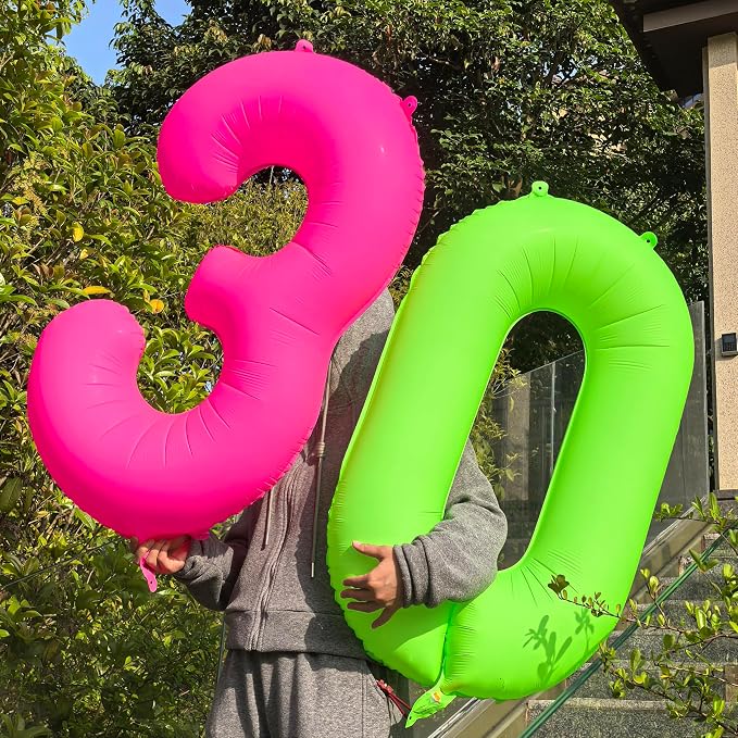 Green Birthday Number 7 Balloon 40 inch Fluorescent Green Number 7 | Helium - Image 6