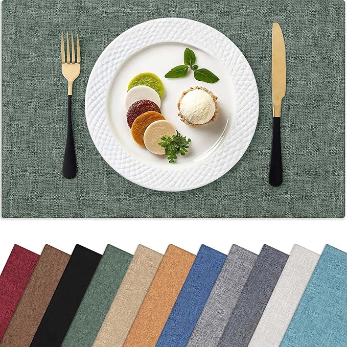 Homaxy Cloths Placemats for Dining Table Set of 4, Cotton Linen Blend Table Mats by Homaxy