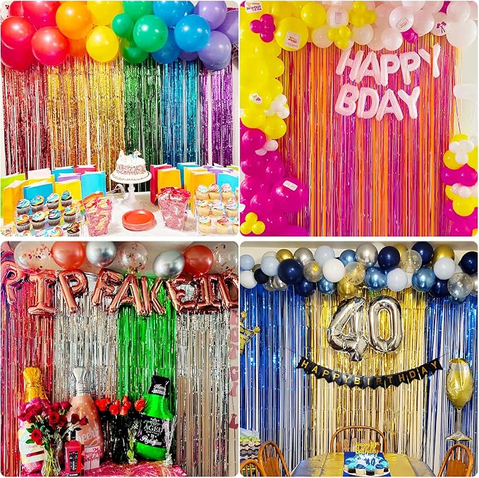 JINSUI Purple Fringe Backdrop 3.3x8.2ft, 2 Pack Streamers Party Decorations | - Image 7