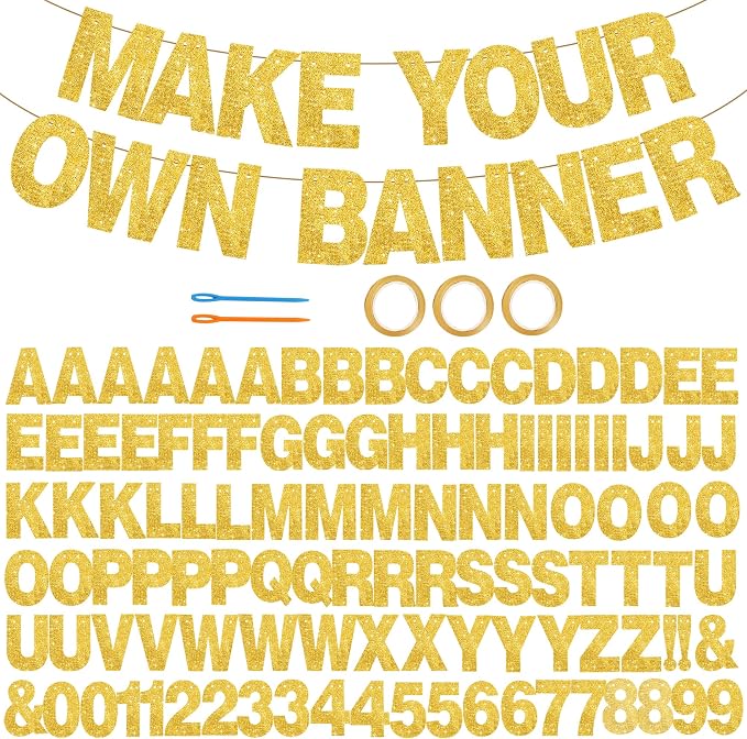 BEISHIDA Glitter Gold 116 PCS A-Z DIY Letter Custom Banner Party Decor | 111 by Beishida