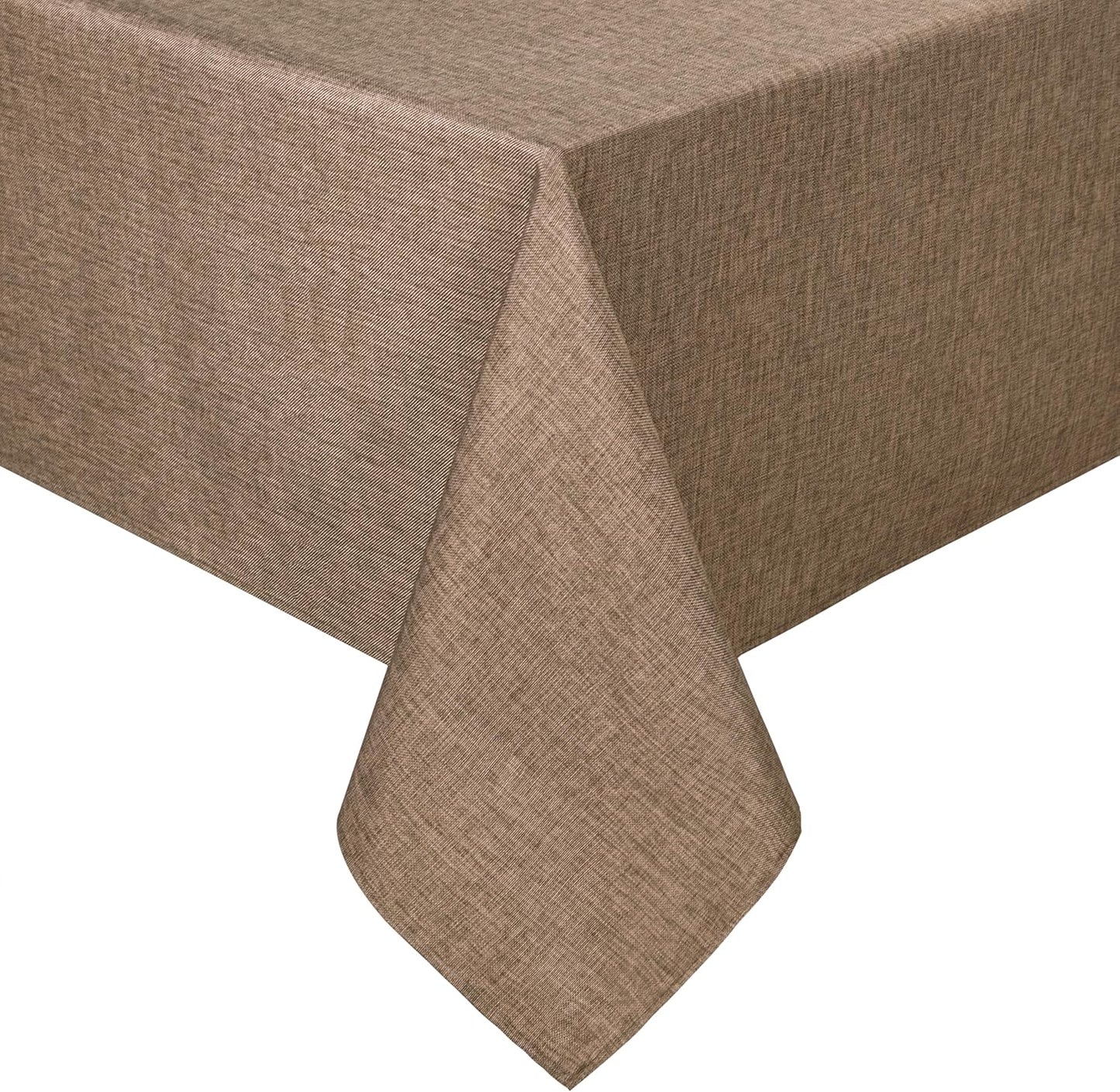 Hiasan Faux Linen Rectangle Tablecloth - Wrinkle and Stain Resistant Washable Table Cloth for Kitchen Dining Room Holiday Table Cover for Party Dinner, Khaki, 60 x 120 Inch