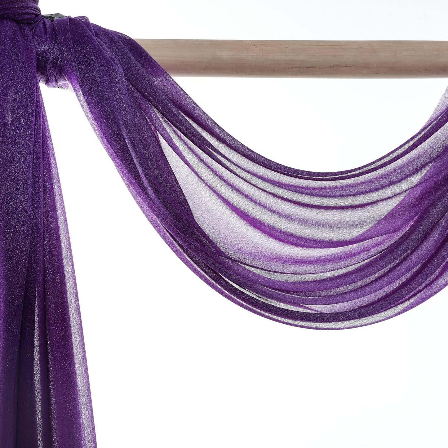 VDS Pack of 1 Panel (30 Inch X 100 Feet) Wedding Arch Draping Fabric Sheer Chiffon Fabric Drapery for Wedding Ceremony Reception Swag Backdrop Canopy Chuppah ARBO Altars Decoration (Purple)