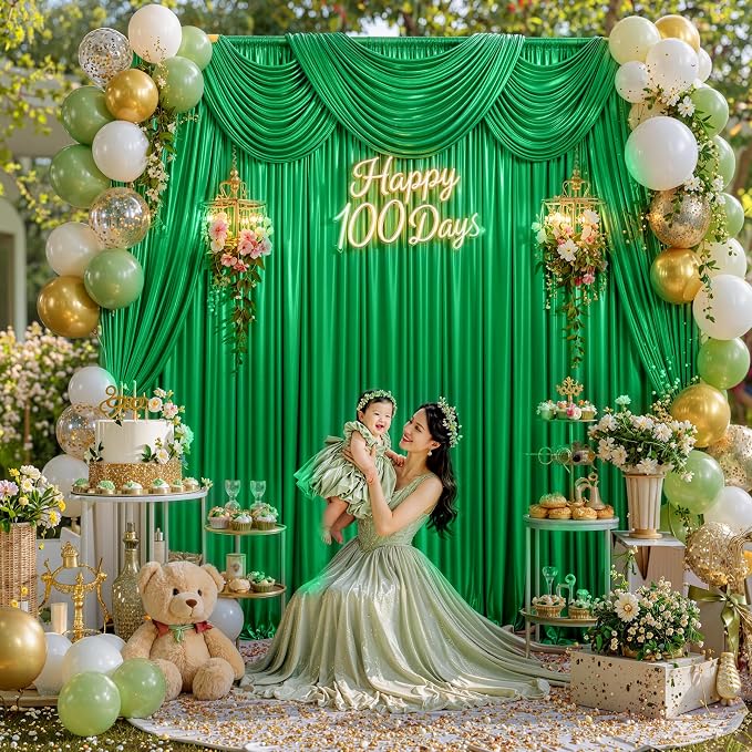 20x10FT Green Sequin Backdrop Curtain - Image 3