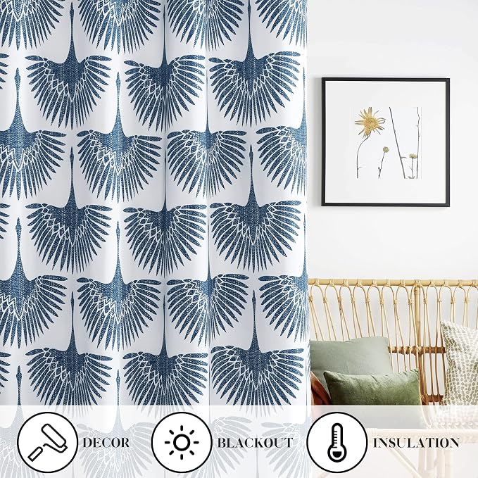 KGORGE Blackout Curtains Geometric Bird Pattern Farmhouse L 84" - Image 5