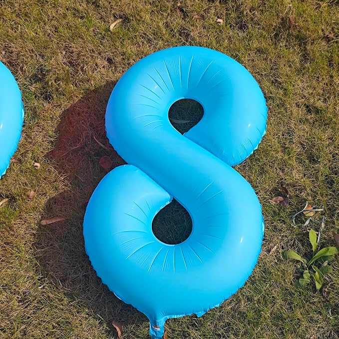 40 in Blue Number Balloon 7 Blue Fluorescent Birthday balloon Number 7 | Helium - Image 4
