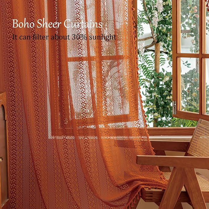 Sutuo Home Boho Lace Curtains 2 Panels - Image 4