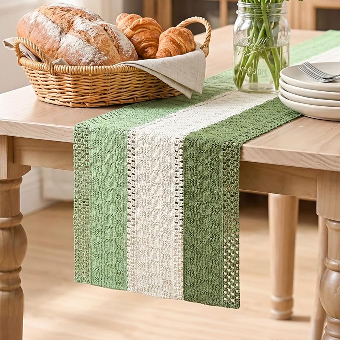 Artoid Mode Sage Beige Green Farmhouse Rustic Table Runner 12x60 Inch | Holiday by ArtoidMode