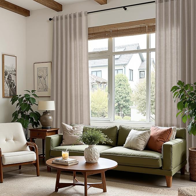 Stone Beige Linen Curtains for Living Room 72 Inches Long Luxury Light - Image 8