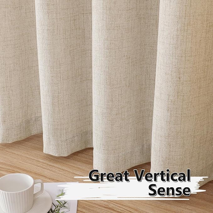 Tollpiz Linen Tier Curtain Rod Pocket Semi Sheer Half Kitchen Curtains Burlap - Image 4
