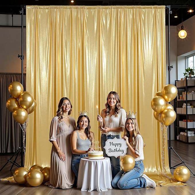 20x12ft Glitter Gold Backdrop Curtains, Sequin Curtains Wrinkle Free Polyester - Image 5