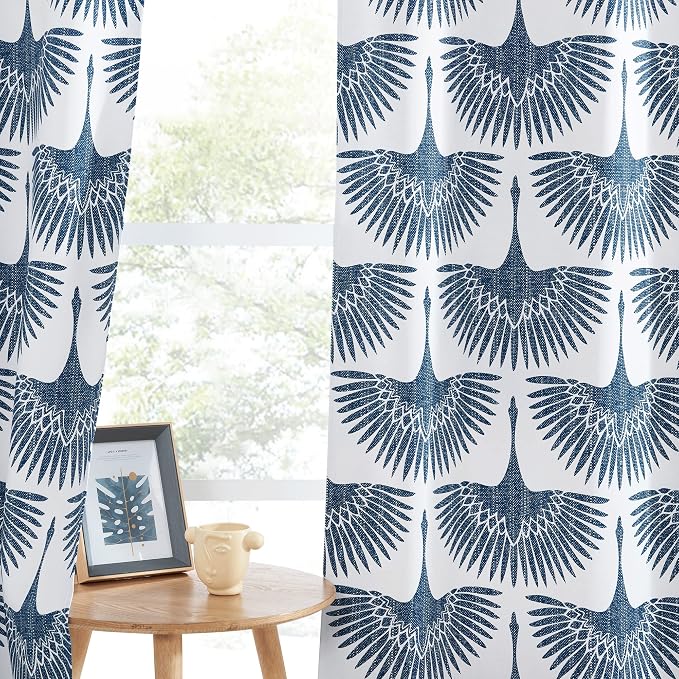 KGORGE Blackout Curtains Geometric Bird Pattern Farmhouse L 84" - Image 7