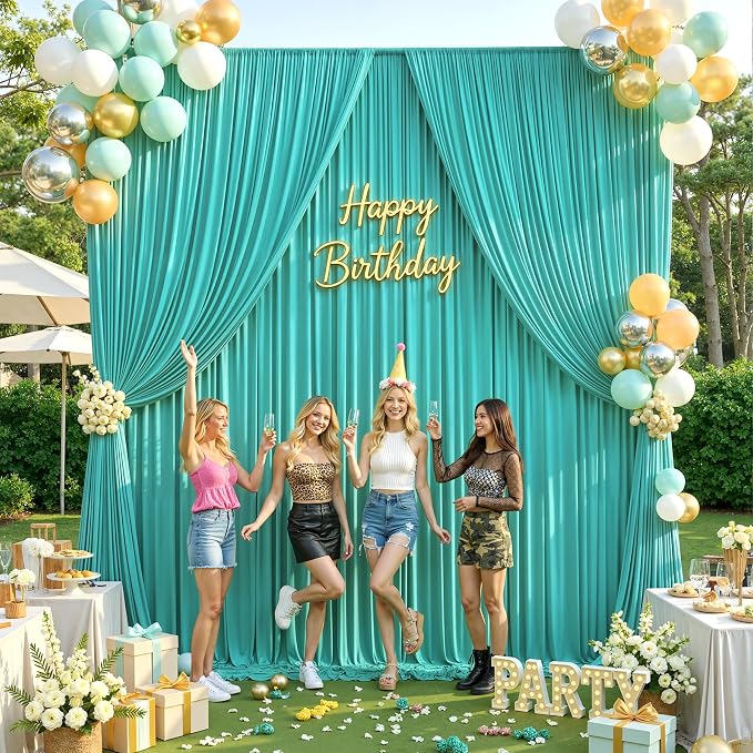 10x12 ft Turquoise Backdrop Curtains - Image 6