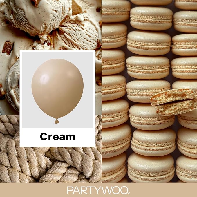 PartyWoo Cream Balloons 155 pcs Different Sizes of 18 12 10 5 Inch Beige Ivory - Image 2