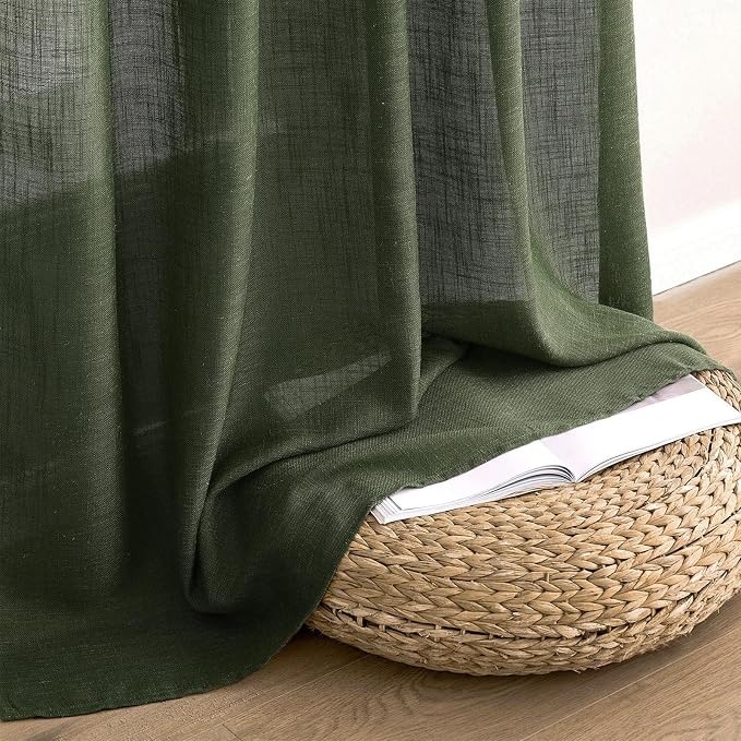 MIULEE Olive Green Linen Curtains 37x84 Inch Length - Image 7