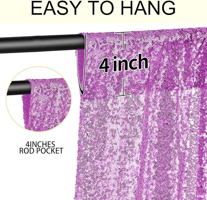 4×8FT-2PCS Lavender Sequin Backdrop Curtains Panels, Photography Backdrop - Image 5