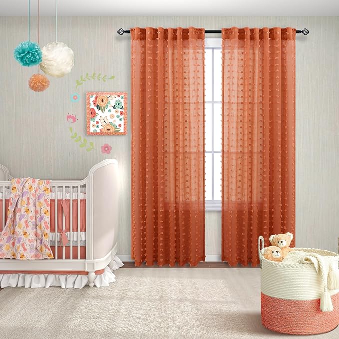 KOUFALL Orange Boho Curtains 63 Inch Length - Image 4