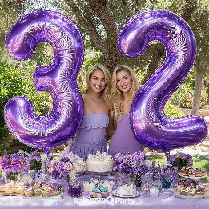 RainbowQ Purple 8 Balloon Number 40 Inch 0-40 Foil Large Balloons | Big Mylar 8 - Image 5