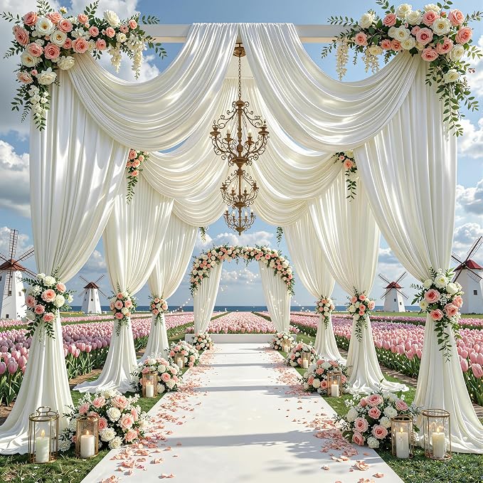 30x10ft Ivory Glitter Backdrop Curtain - Image 3