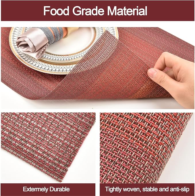 SLKQG Red Placemats Set of 6 - Image 4