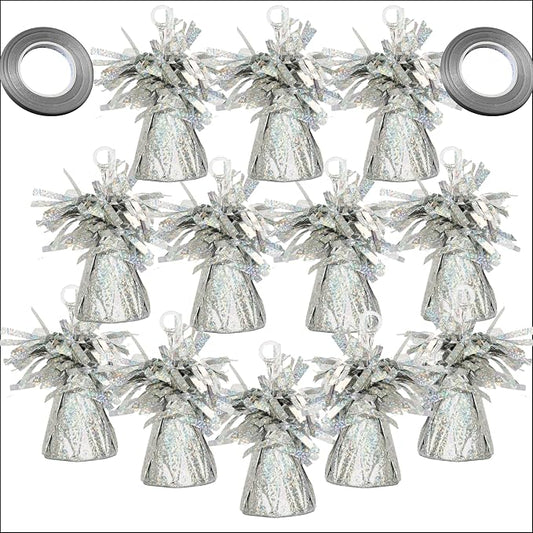 Silver Holographic Balloon Weights, 12 Pack by MXXKMSElegantLiving