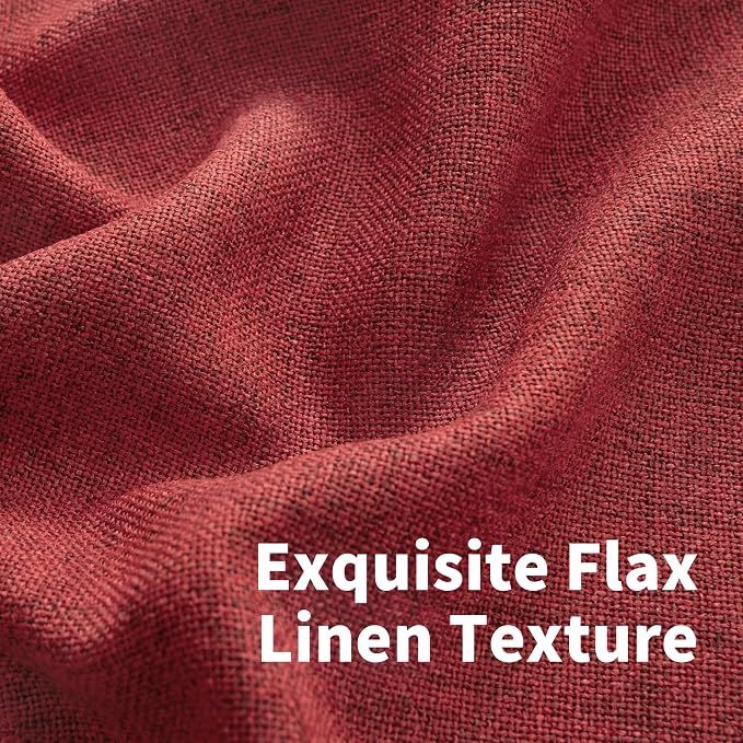 YoungsTex Burgundy Red Linen Curtains 63 Inch Length - Image 5