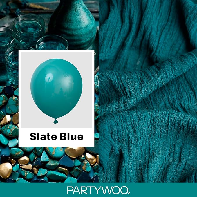 PartyWoo Slate Blue Balloons 100pcs Dusty Blue Boho Color 5 Inch | 18 12 10 5 - Image 2