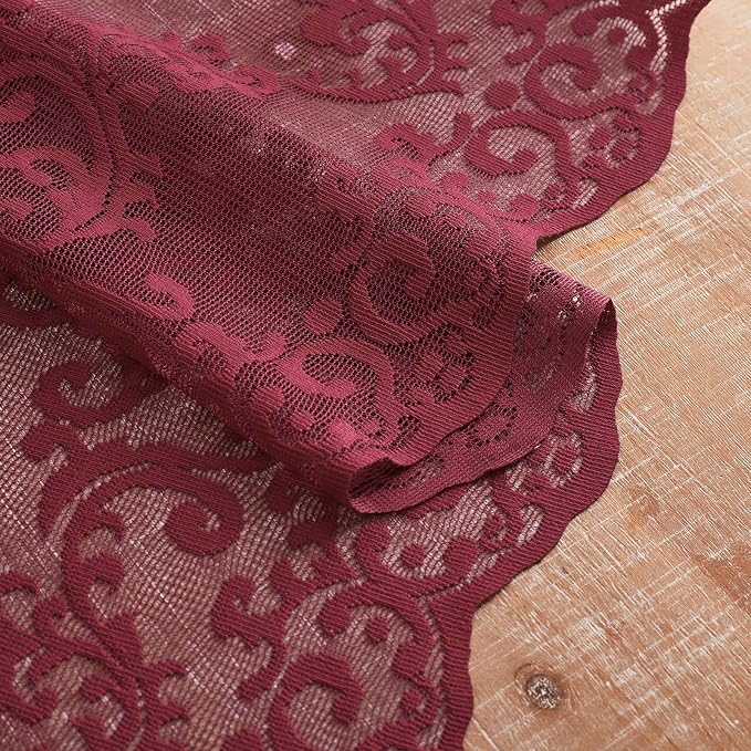 Burgundy Lace Curtains 72 Inch Length 2 Panels - Image 6