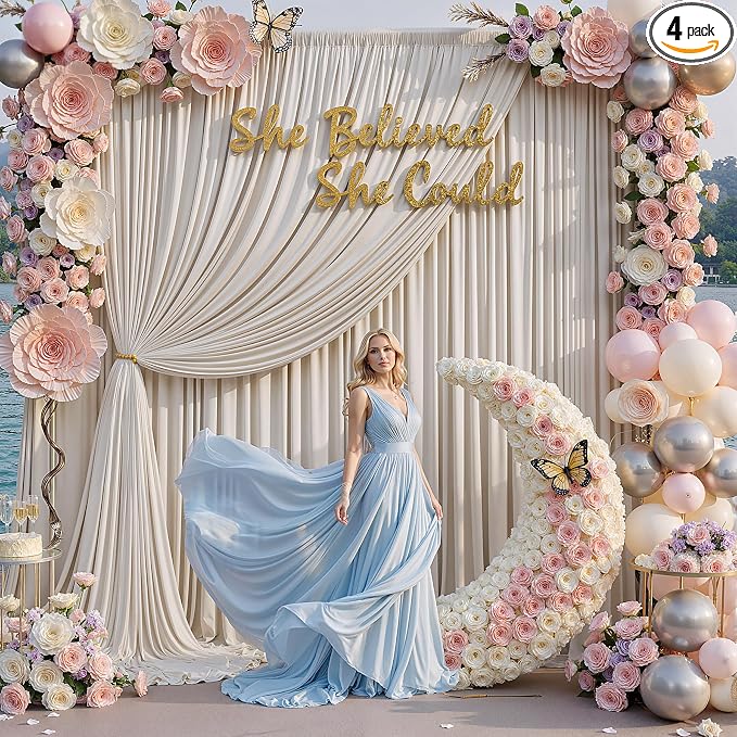 20×12ft Wrinkle Free Beige Backdrop Curtain by ENJOYYOURPARTY