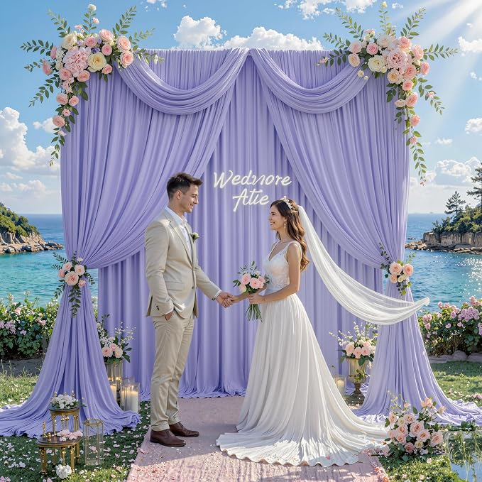 10 ft x 10 ft Wrinkle Free Lavender Backdrop Curtain - Image 8