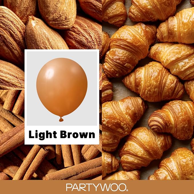 PartyWoo Boho Neutral Light Brown Balloons 120pcs Coffee Color | 18 12 10 5 - Image 2